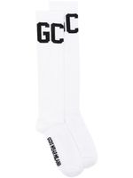 GCDS chaussettes à logo en intarsia - Blanc