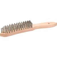 KWB Handdraadborstels, roestvrij, lengte = 25 mm, staaldraad, 5 rijen, houten handvat, handborstel