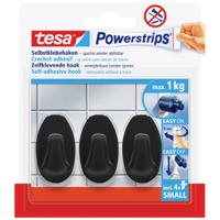 tesa Black Hooks S Powerstrips kleefhaak Small ovaal (b x h) 14 mm x 34 mm Zwart Inhoud: 3 stuk(s) - thumbnail