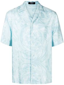 Versace chemise en soie à imprimé Barocco - Bleu