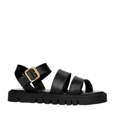 Manfield leren plateau sandalen zwart