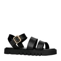 Manfield leren plateau sandalen zwart