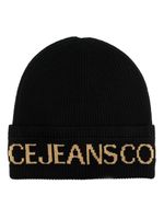 Versace Jeans Couture logo-print ribbed-knit beanie - Noir