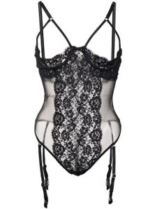 Fleur Du Mal body Foxy en dentelle - Noir