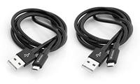Verbatim 48874 Micro-USB - Synchronisatie- en oplaadkabel, set van 2, robuuste micro-USB-kabel, met knikbescherming, zwart, 2x 100 cm
