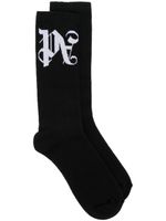 Palm Angels chaussettes à logo en jacquard - Noir