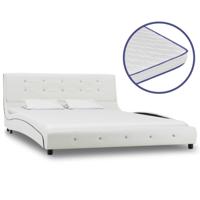 Bed met traagschuim matras kunstleer wit 140x200 cm SKU: V277556 - thumbnail