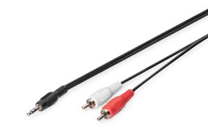 Digitus DB-510300-025-S Jackplug / Cinch Audio Aansluitkabel [1x Jackplug male 3,5 mm - 2x Cinch-stekker] 2.50 m Zwart Afgeschermd (enkel), Rond