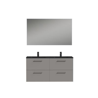 Tiger Studio badkamermeubel incl spiegel en zwart wastafel 120cm mat grijs