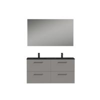 Tiger Studio badkamermeubel incl spiegel en zwart wastafel 120cm mat grijs