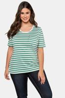 Ulla Popken T-shirt, ronde hals, sierstuds, borstzakje - Grote Maten