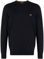 Fred Perry logo-embroidered crew-neck jumper - Bleu