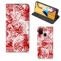 Mobiel BookCase Samsung Galaxy M30s | M21 Angel Skull Rood - thumbnail