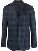 Zegna blazer boutonné à carreaux - Bleu