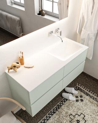 Mondiaz Vica 120cm badmeubel greey 4 lades wastafel Cloud rechts zonder kraangat