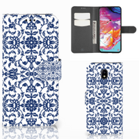 Samsung Galaxy A70 Hoesje Flower Blue - thumbnail