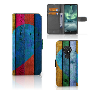 Nokia 7.2 | Nokia 6.2 Book Style Case Wood Heart - Cadeau voor je Vriend