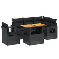 vidaXL 6-delige Loungeset met kussens poly rattan zwart, tuinset, tuinmeubel, terrasset, tuinbank, terrasmeubel, loungebank, loungeset tuin
