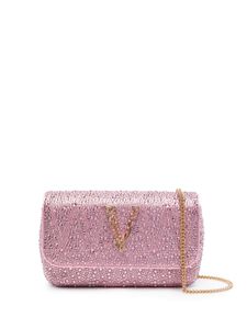 Versace sac porté épaule Virtus à strass - Rose