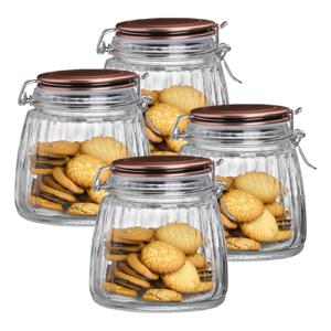 Weckpot/inmaakpot - 4x - 1L - glas - met beugelsluiting - koperen deksel