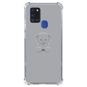 Samsung Galaxy A21s Stevig Bumper Hoesje Grijs Baby Olifant