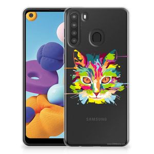 Samsung Galaxy A21 Telefoonhoesje met Naam Cat Color