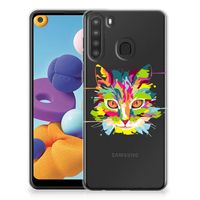 Samsung Galaxy A21 Telefoonhoesje met Naam Cat Color - thumbnail