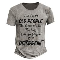 Oude man Oude mensen Retro vintage Casual Street Style Voor heren 3D-afdrukken T-shirt Buitensporten Feestdagen Uitgaan T-shirt Licht Blauw Khaki Grijs Korte mouw Strakke ronde hals Overhemd Lente Lightinthebox - thumbnail