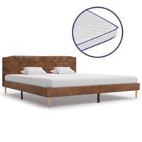vidaXL Bed met traagschuim matras kunstsuède 180x200 cm