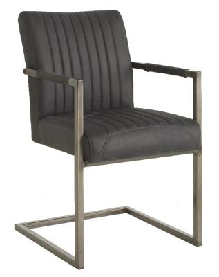 Industriële eetkamerstoel Ferro met leuning antraciet