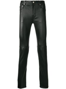 Saint Laurent pantalon skinny en peau d'agneau - Noir