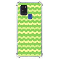 Samsung Galaxy A21s Doorzichtige Silicone Hoesje Waves Green