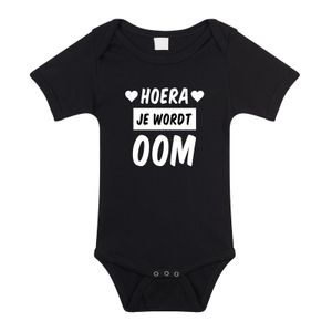 Hoera je wordt oom cadeau baby rompertje zwart meisjes/jongens