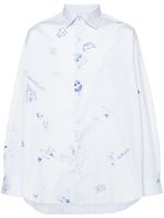 VETEMENTS chemise en coton à imprimé Scribble - Bleu