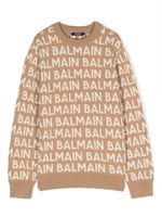 Balmain Kids pull en maille à logo intarsia - Tons neutres