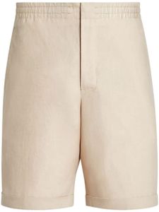 Zegna elasticated-waist linen shorts - Tons neutres