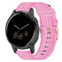 By Qubix - Compatible met Garmin Venu 3s / Vivoactive 4s / Venu 2s / Vivomove 3s / Forerunner 255s - Canvas nylon bandje - Roze - Compatible Garmin bandje