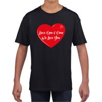 Lieve opa en oma we love you t-shirt zwart voor kinderen - thumbnail