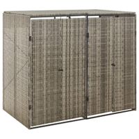 Containerberging dubbel 140x80x117 cm poly rattan grijs - thumbnail