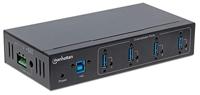 Manhattan USB 3.0 Hub voor industriële toepassingen 4-poorts USB 3.0 hub 4 Port zwart