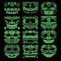 12 stks grappige halloween horror mond glow in the dark tattoo sticker gezicht sticker 3d spider litteken waterdichte sticker Lightinthebox