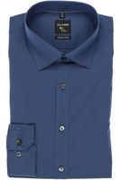 OLYMP No. Six Super Slim Overhemd rook blauw, Effen