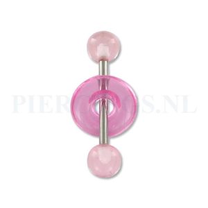 Tongpiercing acryl met donut licht roze