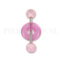 Tongpiercing acryl met donut licht roze - thumbnail