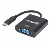 Manhattan 151771 USB / VGA Adapter [1x USB 3.2 Gen 2 stekker C (USB 3.1) - 1x VGA-bus] Zwart Kleurcodering, Flexibel, Folie afscherming, UL gecertificeerd, - thumbnail