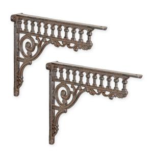 A PAIR OF CAST IRON WALL BRACKETS