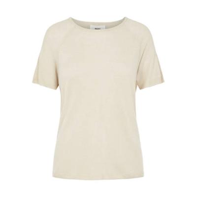 OBJECT fijngebreid T-shirt OBJANGIE beige