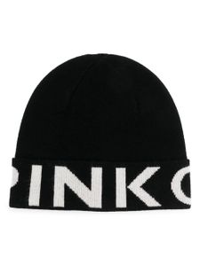 PINKO bonnet à logo en intarsia - Noir