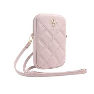 Guess Quilted 4G Metal Logo Telefoontas met Verstelbare Riem - Roze