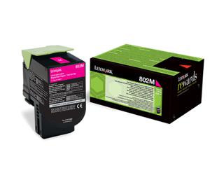 Lexmark Tonercassette 802M CX310 CX410 CX510 Origineel Magenta 1000 bladzijden 80C20M0